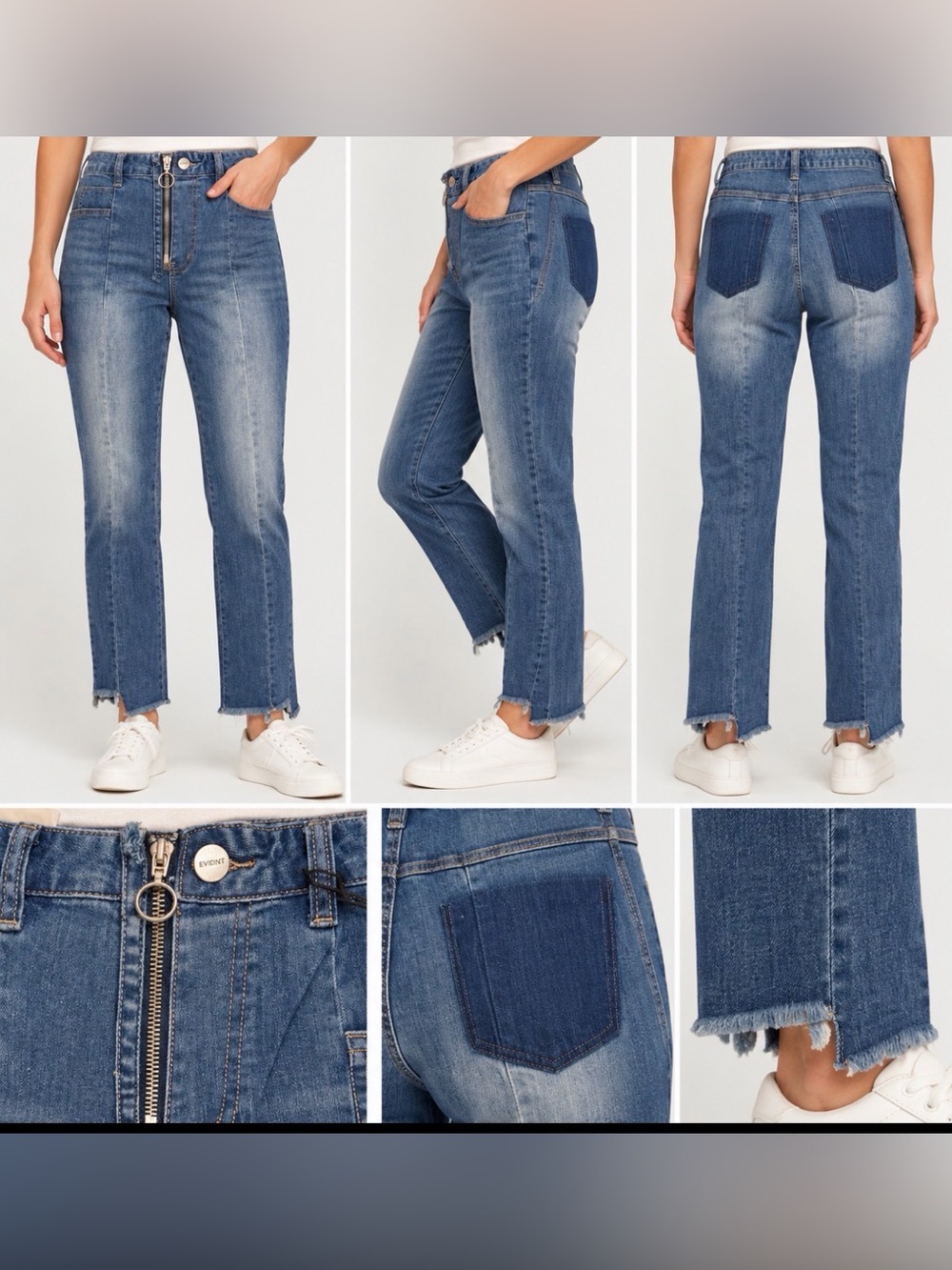 EVIDNT Tangier Step Hem Straight Jeans Size 26 High Rise Raw Hem